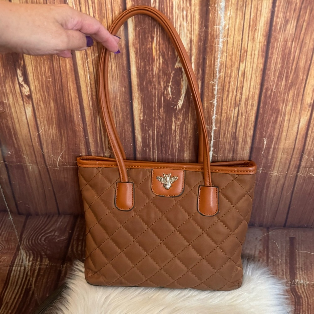 House of Milano Women’s Caramel Quilted Satchel Bag Purse